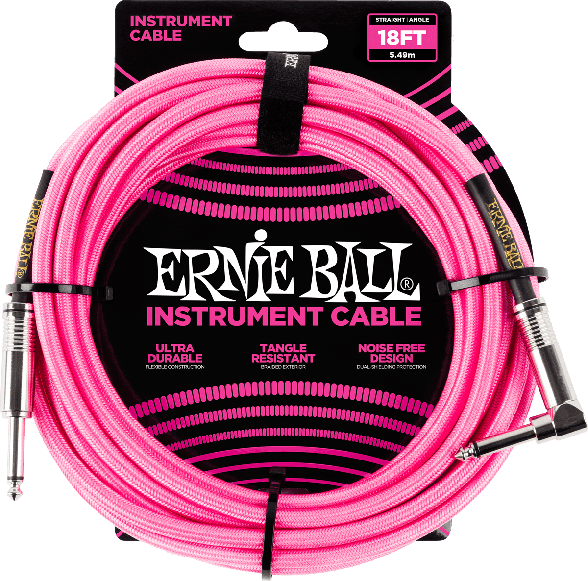 Cables Instrument Gaine Tisse Jack/jack Coudé 5,5M Rose