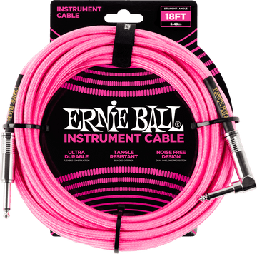 Cables Instrument Gaine Tisse Jack/jack Coudé 5,5M Rose