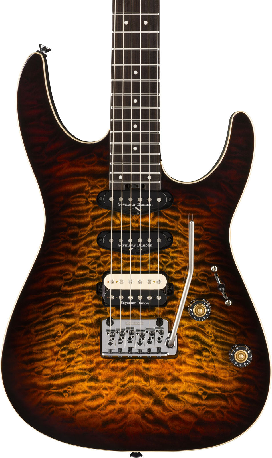 Pro-Mod Plus Dinky DK24 HSS 2PT EB QM Ebo Amber Tiger Eye