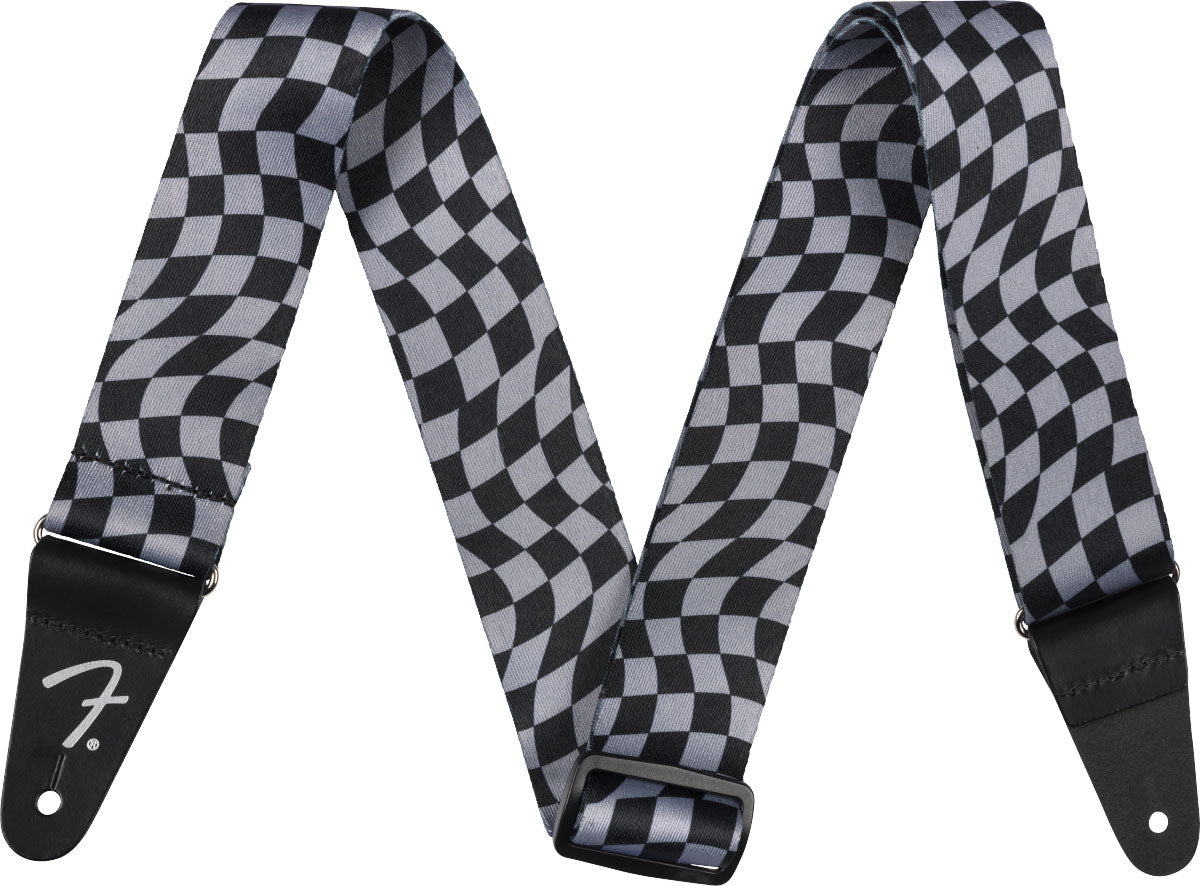 Wavy Checkerboard Polyester Strap Gray