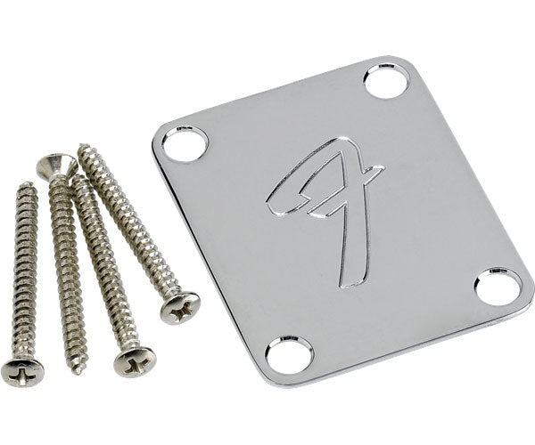 Fender 4-bolt Vintage-style Neck Plate "F" (chrome)