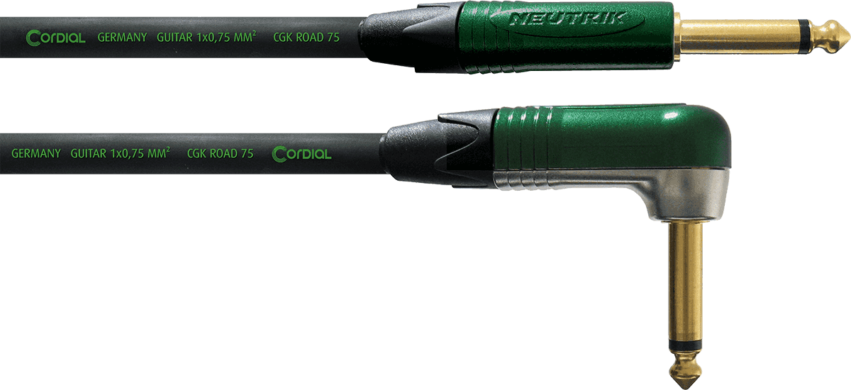 Cable Guitare Jack Droit /Coudé 3 M Vert
