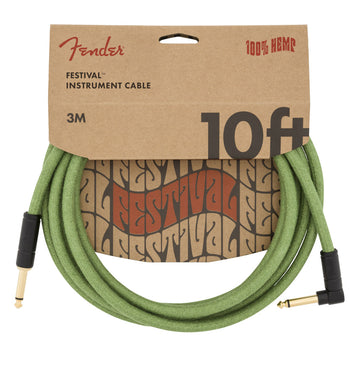 3m Angled Festival Instrument Cable Pure Hemp Green