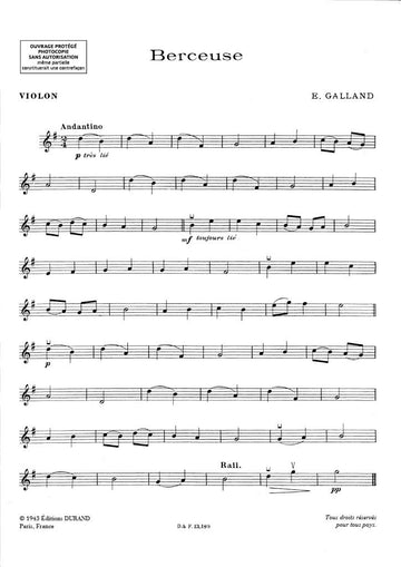 GALLAND - BERCEUSE - VIOLON ET PIANO