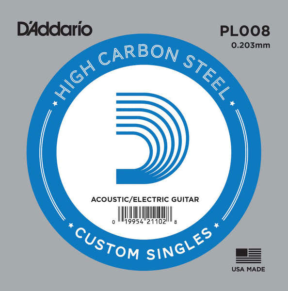 D'ADDARIO PL008 Plain Steel Guitar Single String 08