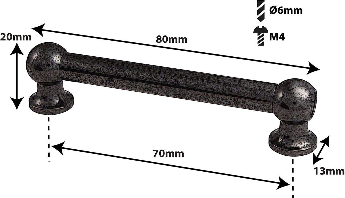 TL12D70-Bk Coquille Tube 70mm Noir Double Tirant (X1)