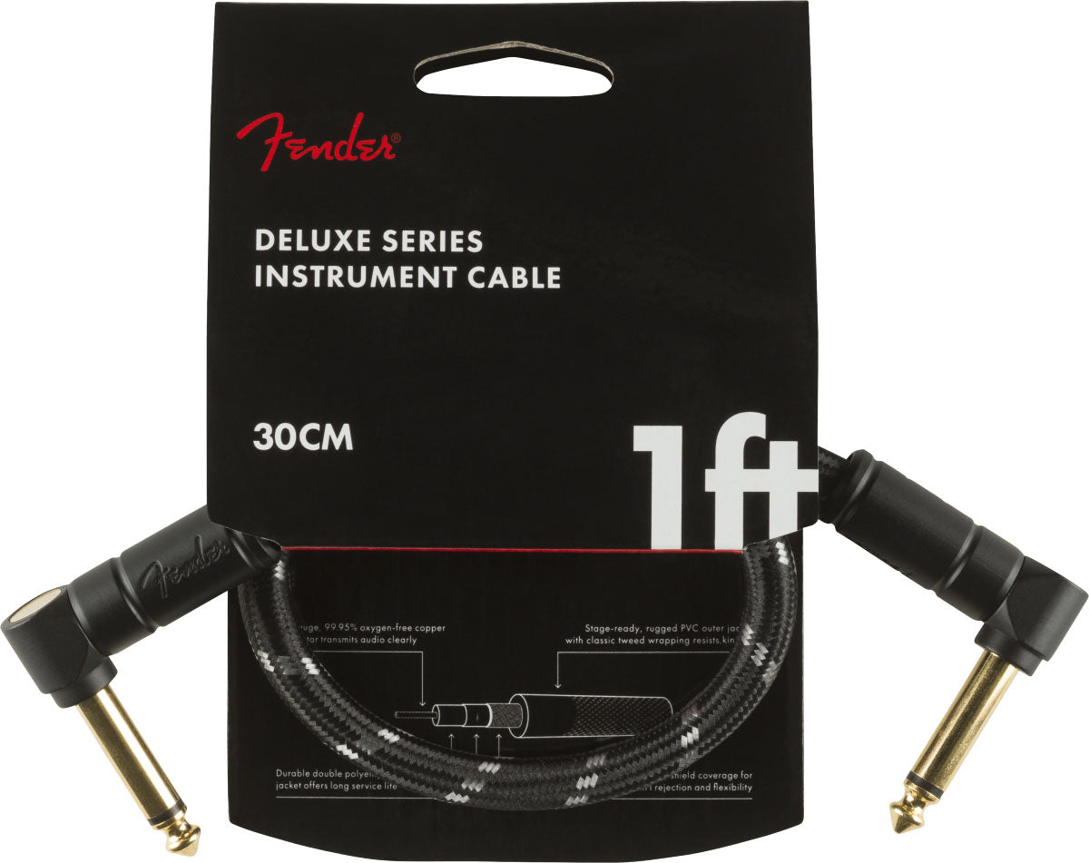 Fender 30cm Deluxe Instrument Cable Angle/angle Black Tweed