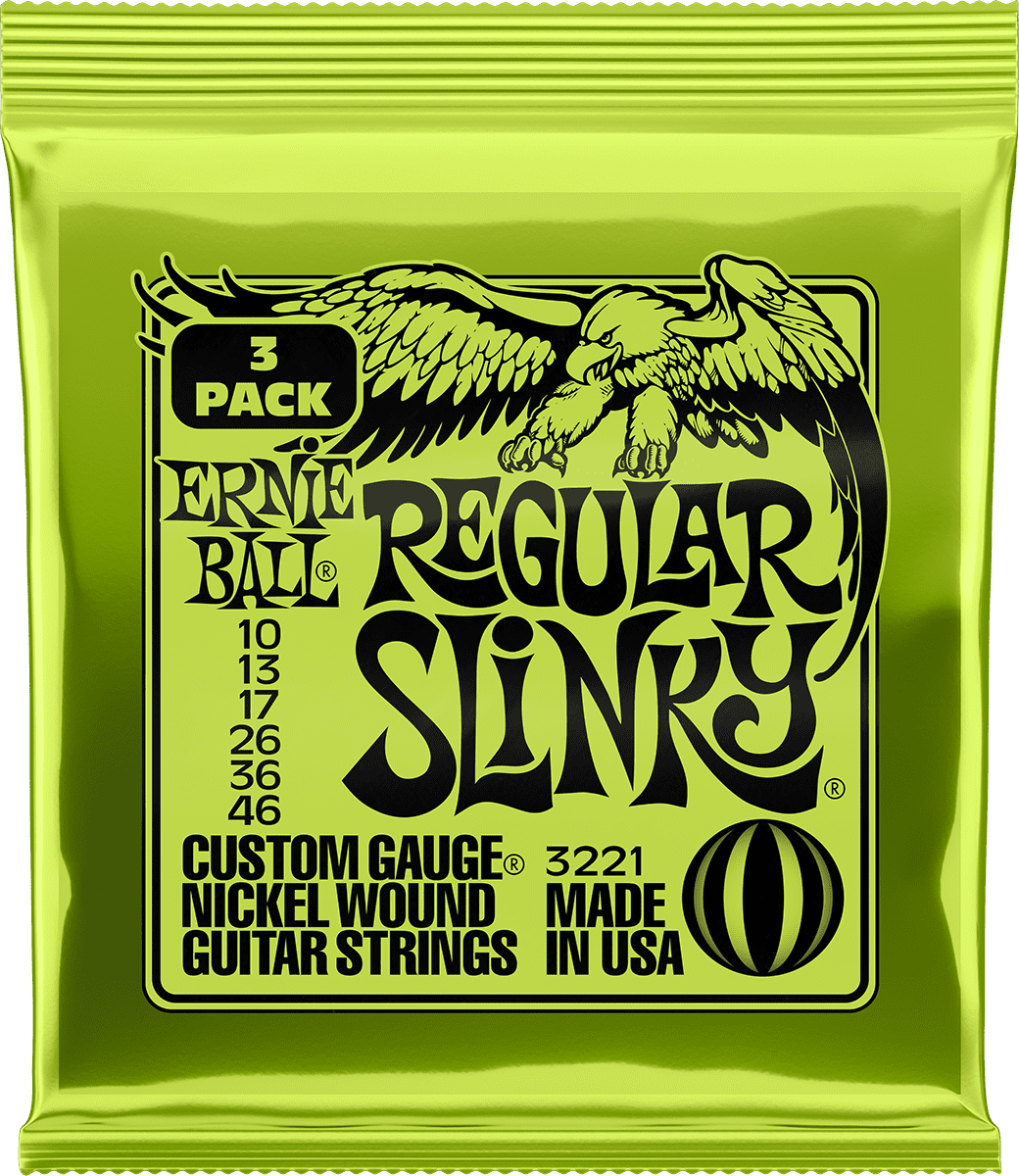 Ernie Ball 3221 Regular Slinky 10-46 Pack de 3