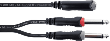 Câble Y Bretelle Jack Stéréo Femelle / 2 Jacks Mono Mâles 30 CM