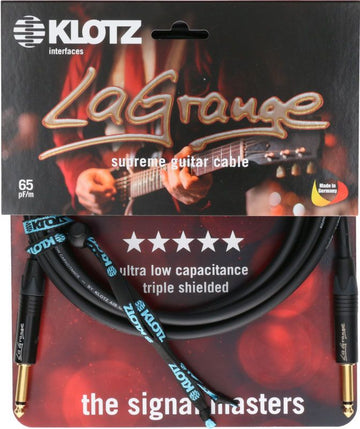 LA-grange Câble Instr. Noir 9M Jack Mono - Jack Mono Conta En Or