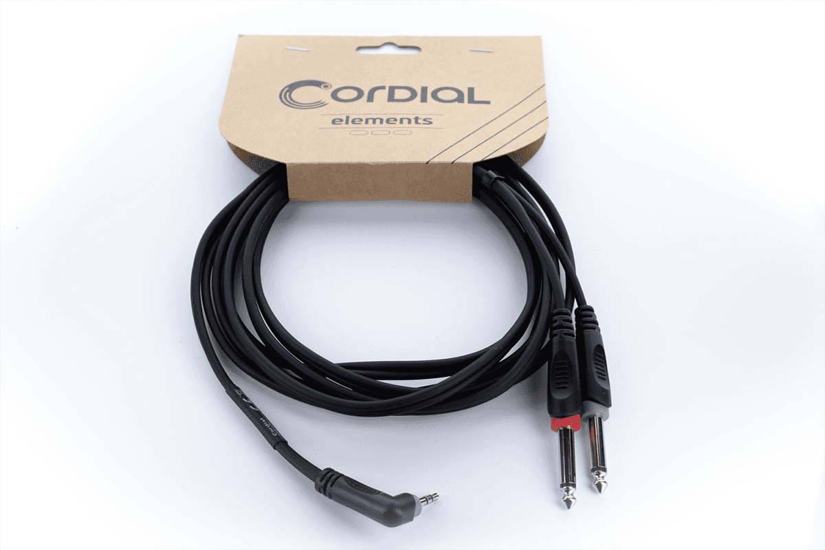 Câble Y Bretelle Mini-jack Stéréo Coudé / 2 Jacks Mono 3 M