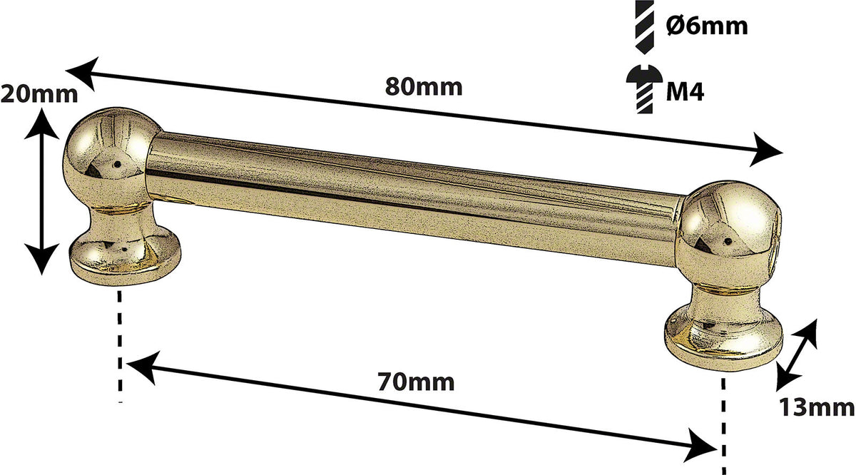 TL12D70-BR Coquille Tube 70mm Dorée Double Tirant (X1)