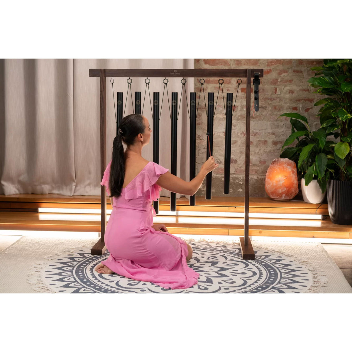 SBTSETCHA - Tube de bain sonore 7 pièces Chakra Chime Set 432 Hz noir