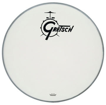 Ambassador White Coated 22" Logo Gretsch Drums Resonance