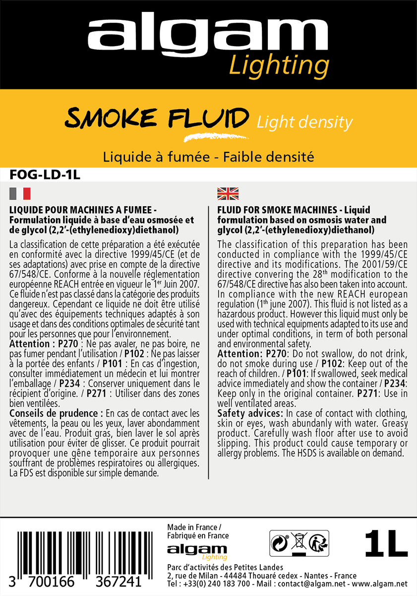 Liquide à Fumée Faible Densité 1L