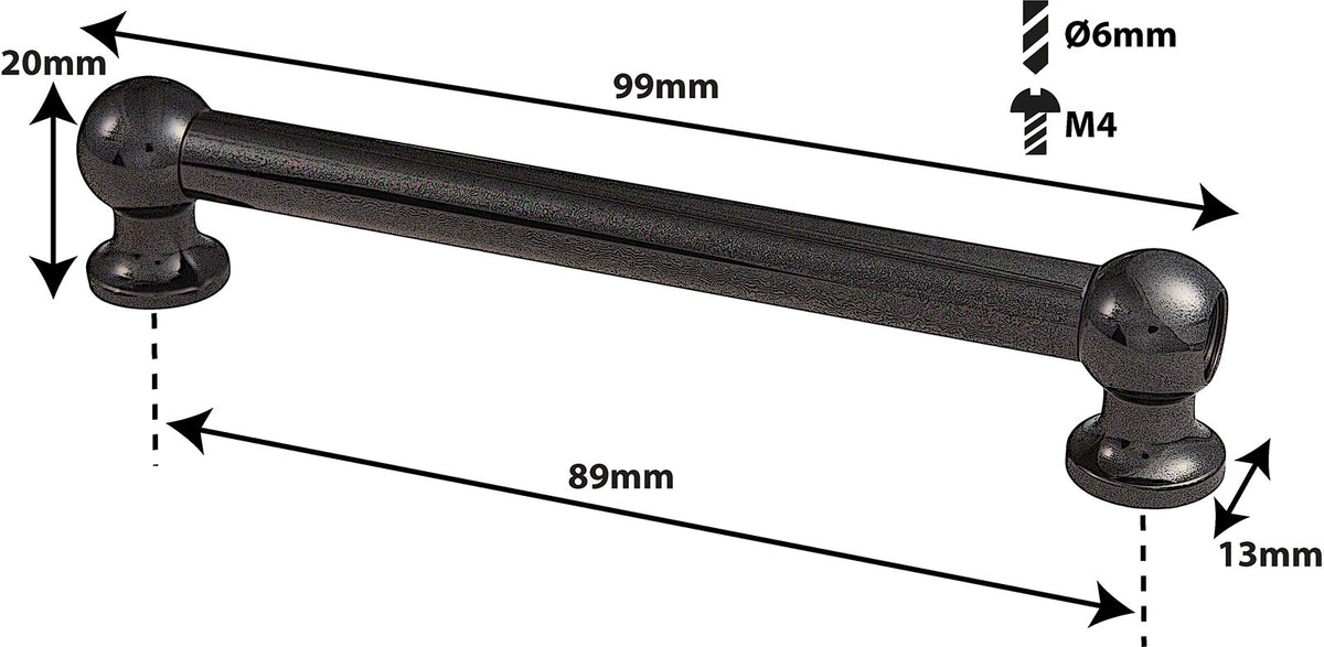 TL12D89-Bk Coquille Tube 89mm Noir Double Tirant (X1)