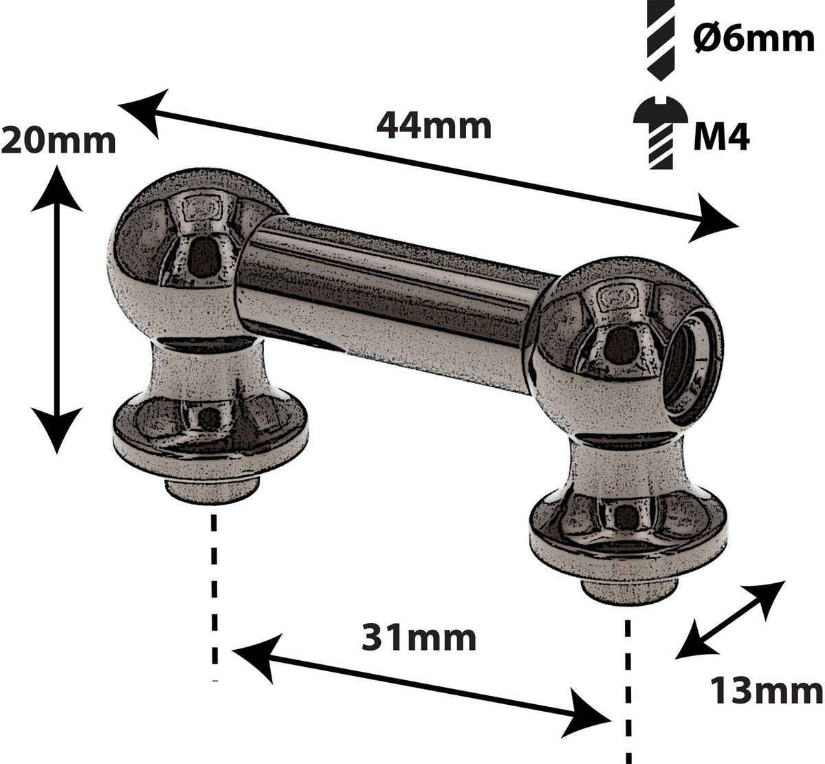Tl12S31-BK Coquille Tube 31mm Noir Mono Tirant X1