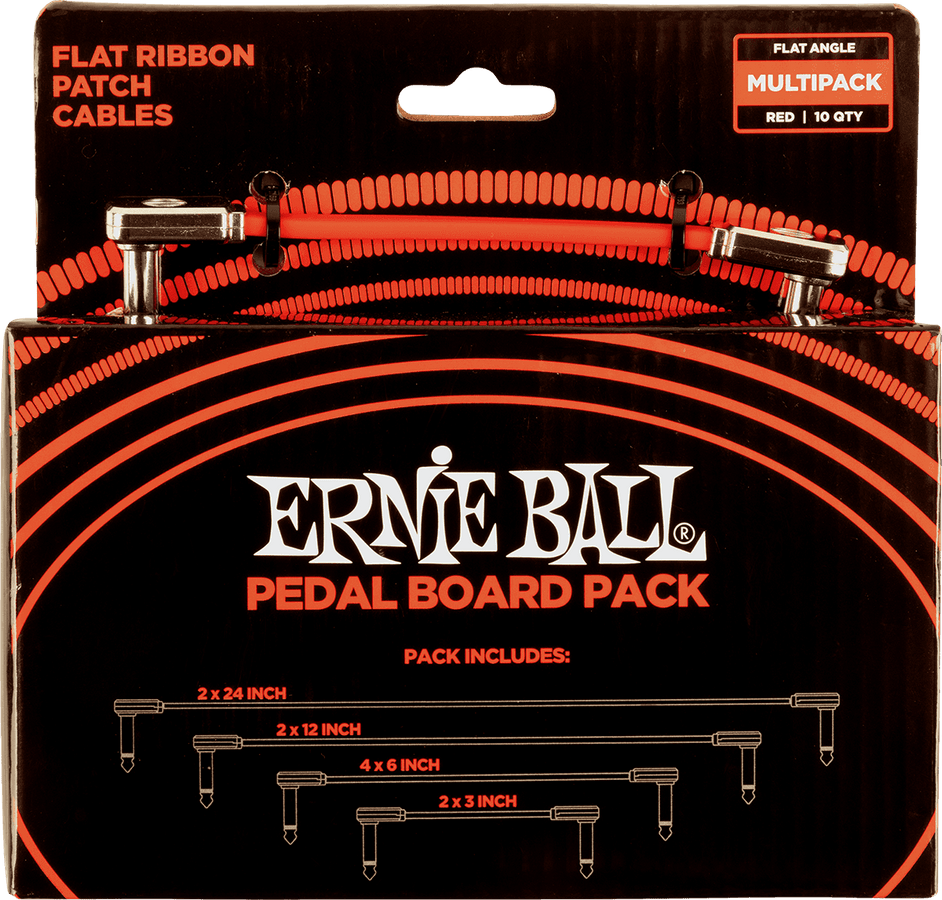 PEDALBOARD PACK - 10 PATCHES EN 4 LONGUEURS PANACHEES- COUDE FIN & PLAT - ROUGE