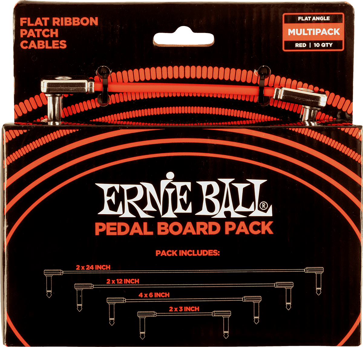 PEDALBOARD PACK - 10 PATCHES EN 4 LONGUEURS PANACHEES- COUDE FIN & PLAT - ROUGE