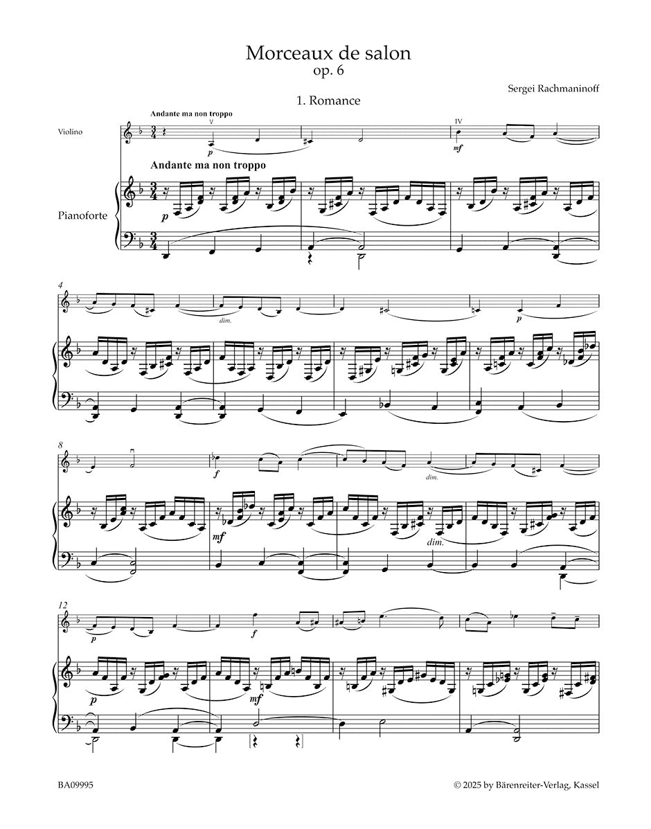 Rachmaninoff Sergei - Works for Violin & Piano