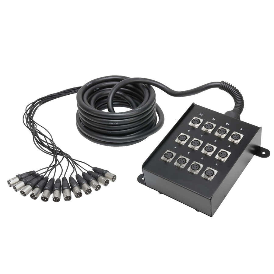 K12C10 Multipaire 12 Canaux XLR avec Boitier de Scene 10 M.