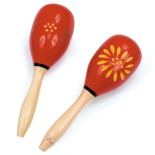 Fuzeau Maracas En Bois Peint Rouge