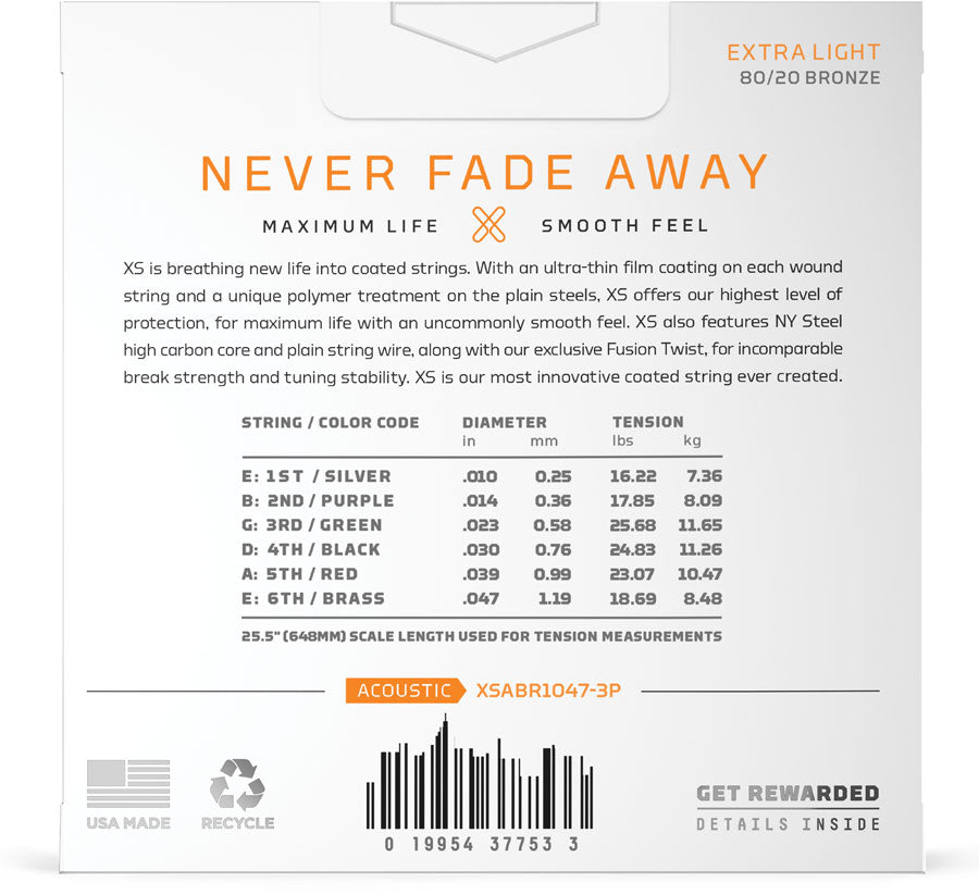XSABR1047-3P 10-47 Extra Light XS 80/20 Coated 3-Pack
