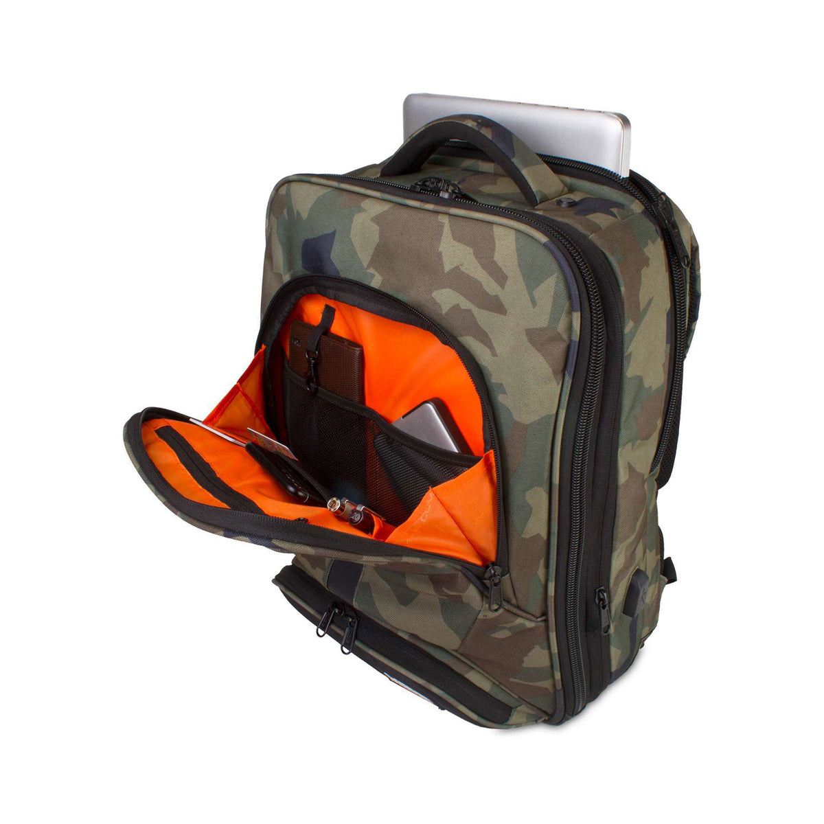 U 9108 BC-or - Ultimate Backpack Slim Black Camo Orange Inside