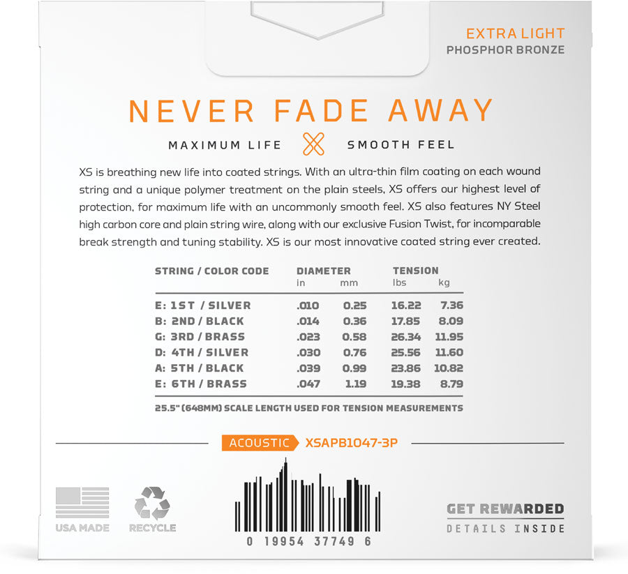 XSAPB1047-3P 10-47 Extra Light XS PB Coated 3-Pack