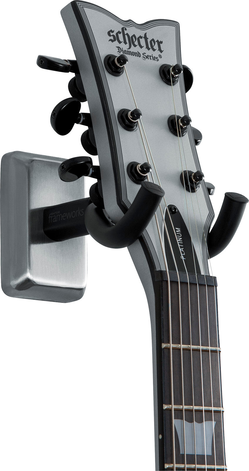 Stand guitare mural plaque chrome satiné