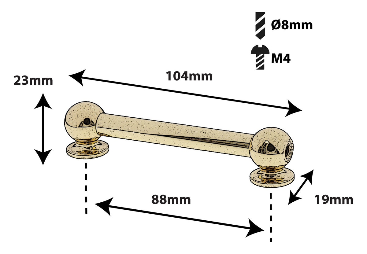 TL13D88-BR Coquille Tube 88mm Dorée Double Tirant X1